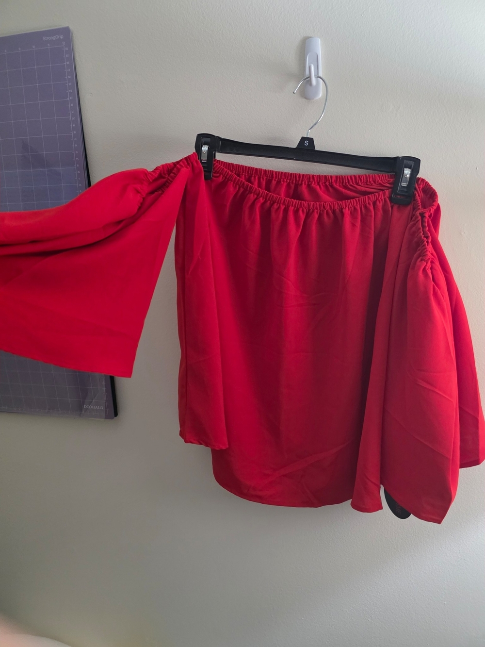 Red Off-Shoulder Blouse with Bell Sleeves